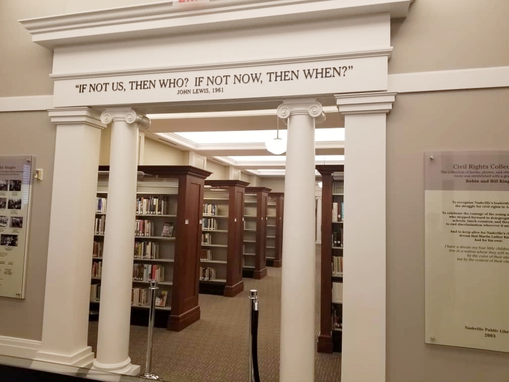 Entrance to the Civil Rights Collection. Libraries embolden with knowledge to stand tall and be counted.